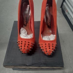 Women's Rust Colored High Heels With SPIKED FRONT